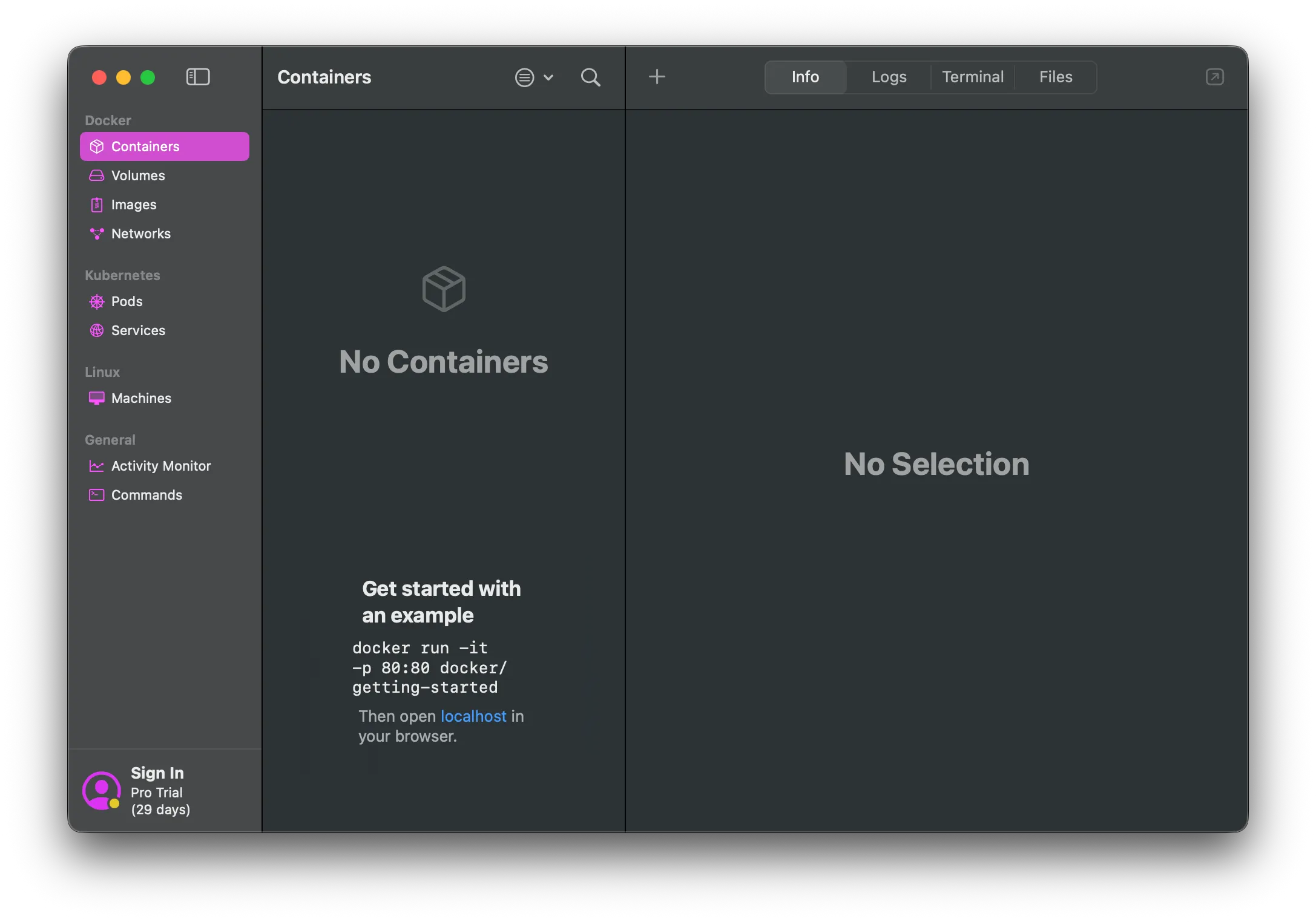 OrbStackのメイン画面